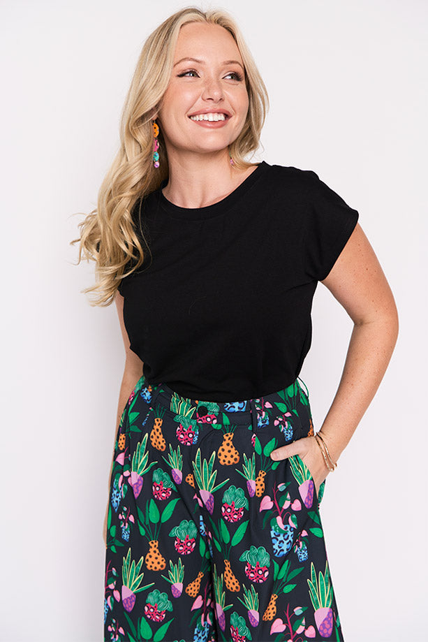 Zoey Inky Plants Pant โ Inky Plants wide leg pants