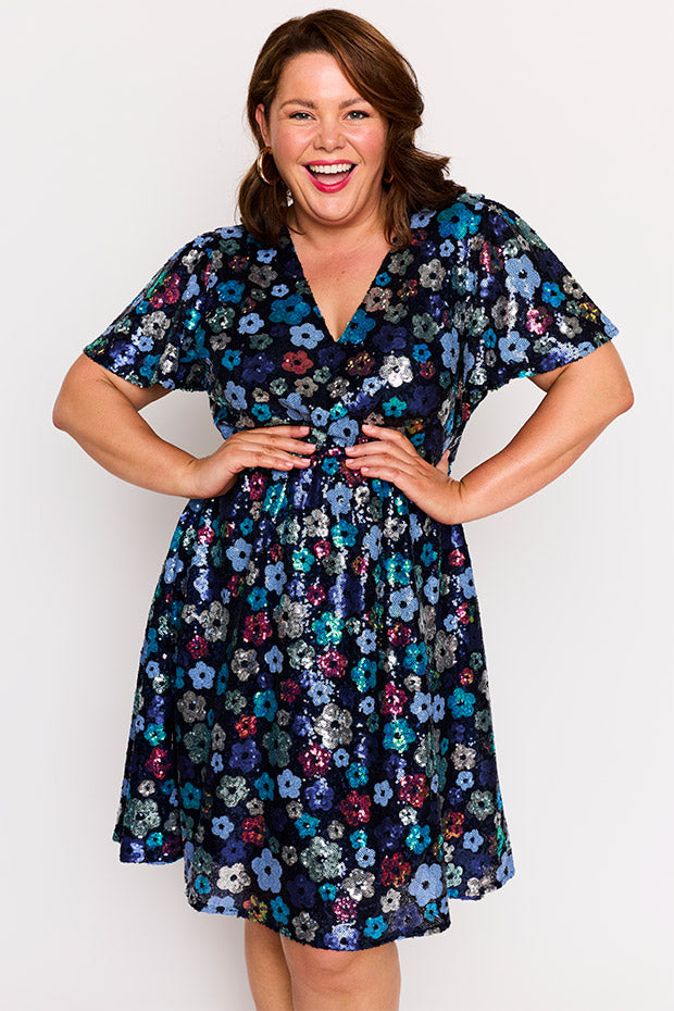 Angelica Ocean Flower Sequin Dress โ Ocean Flower Sequin sequin dress