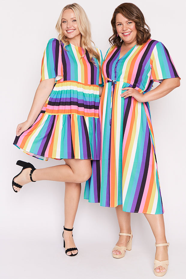 Marley Kelly Stripe Dress โ Kelly Stripe midi dress