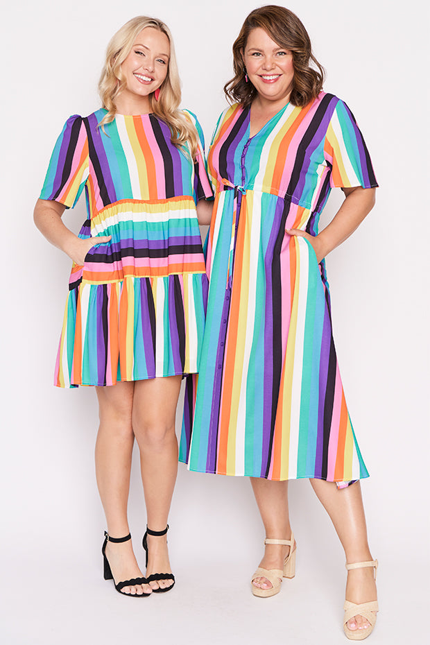 Marley Kelly Stripe Dress โ Kelly Stripe midi dress