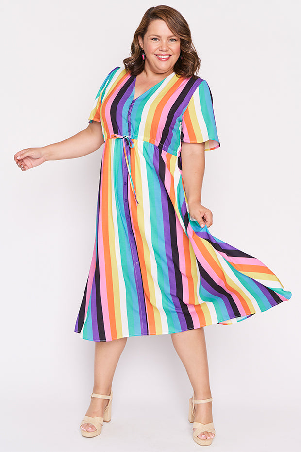 Marley Kelly Stripe Dress โ Kelly Stripe midi dress