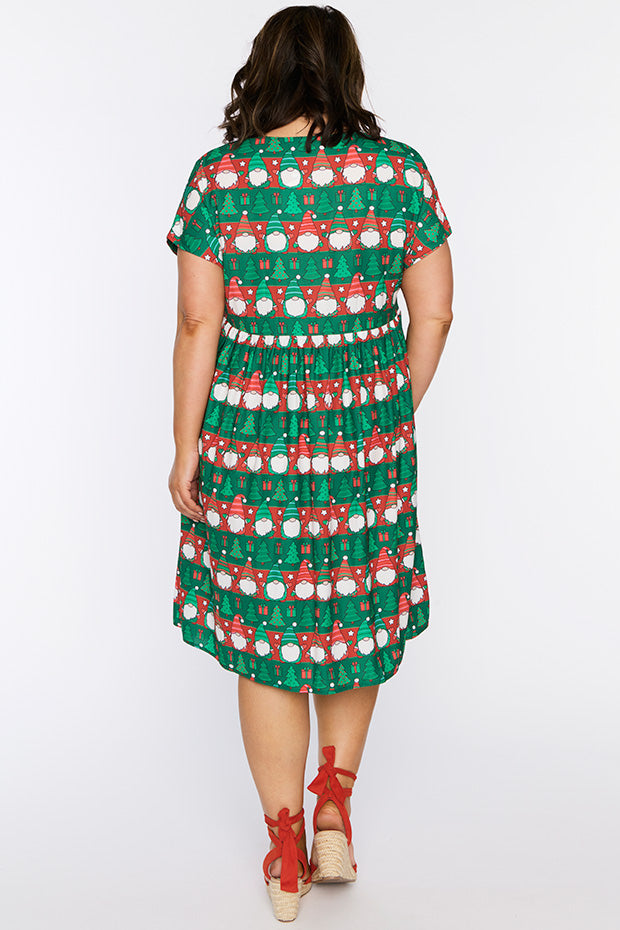 Bam Christmas Gnomes Dress โ Christmas Gnomes midi dress