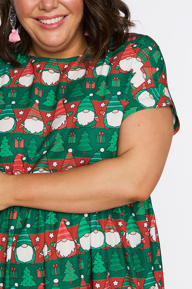 Bam Christmas Gnomes Dress โ Christmas Gnomes midi dress