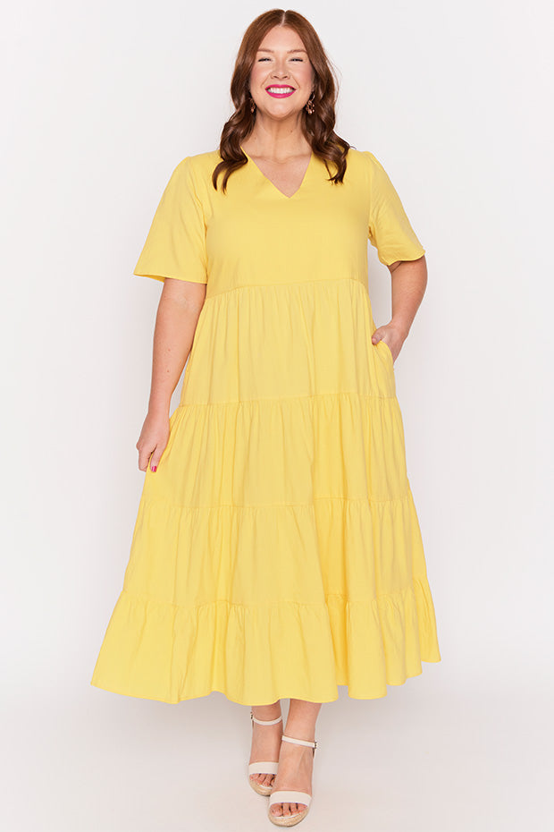 Mollie Yellow Dress – Yellow midi dress