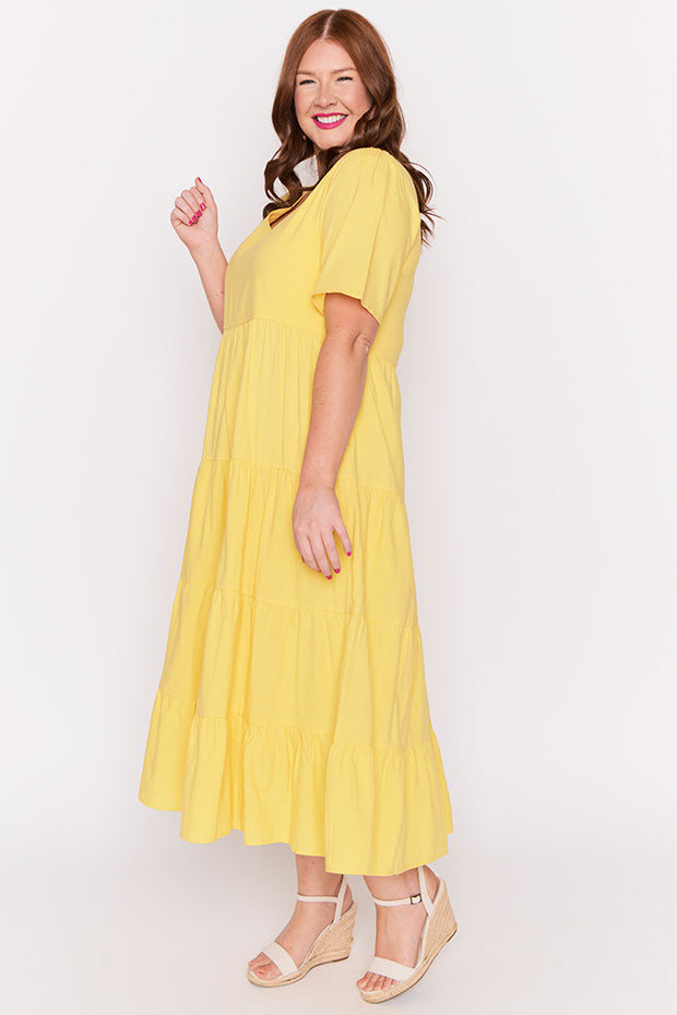 Mollie Yellow Dress – Yellow midi dress