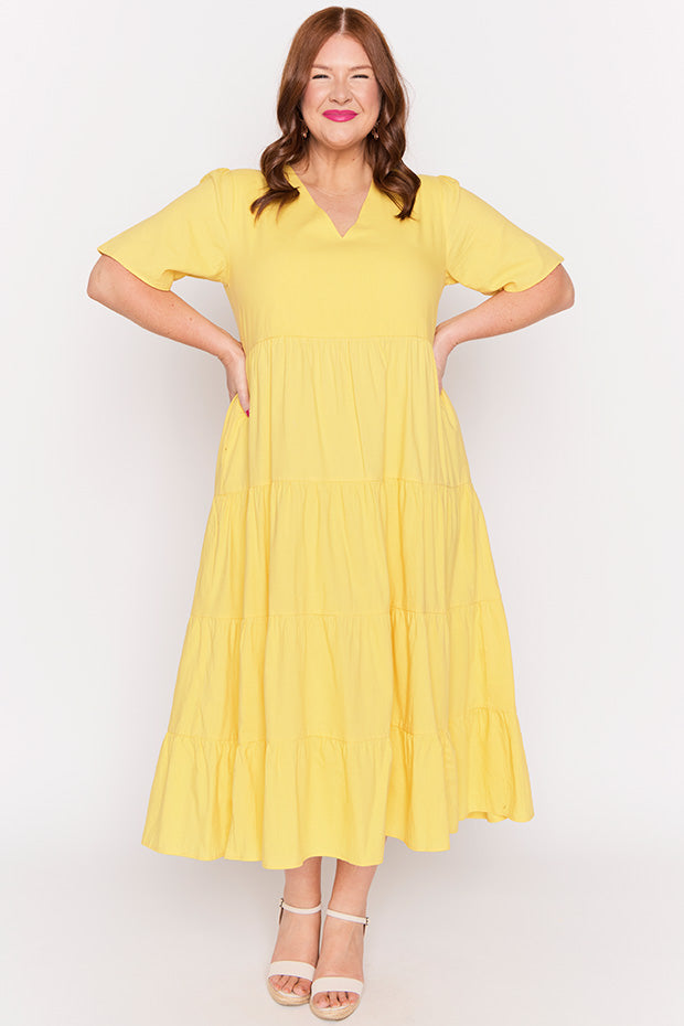 Mollie Yellow Dress – Yellow midi dress