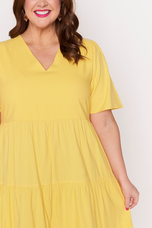 Mollie Yellow Dress – Yellow midi dress