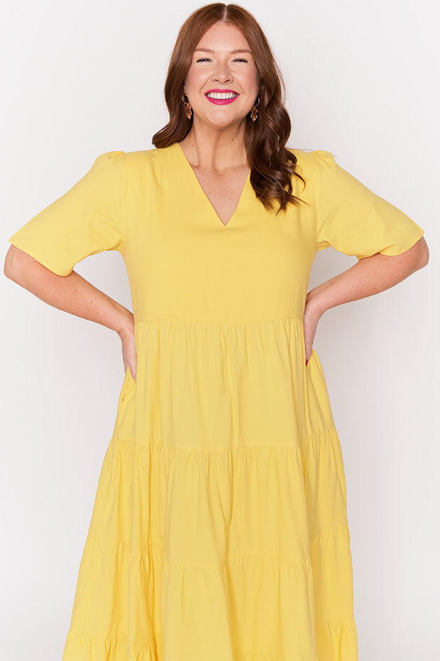 Mollie Yellow Dress – Yellow midi dress