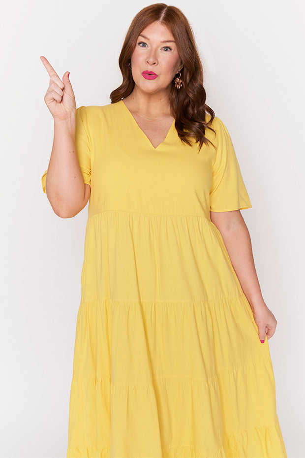 Mollie Yellow Dress – Yellow midi dress