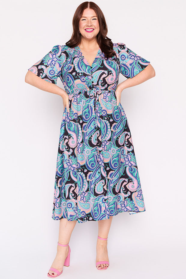 Marley French Paisley Dress โ French Paisley midi dress