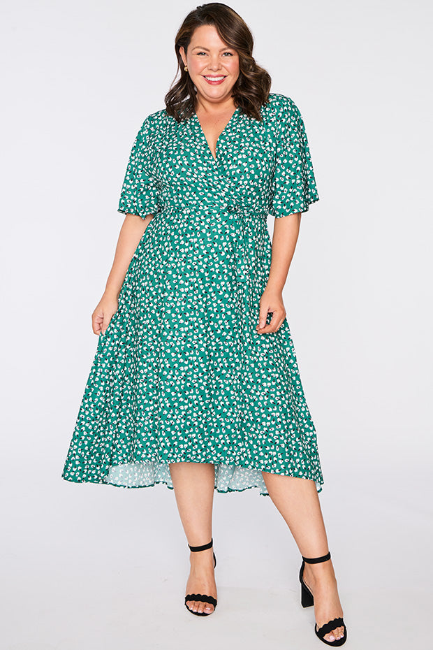 Mandy Green Floral Wrap Dress – Green Floral Wrap wrap dress