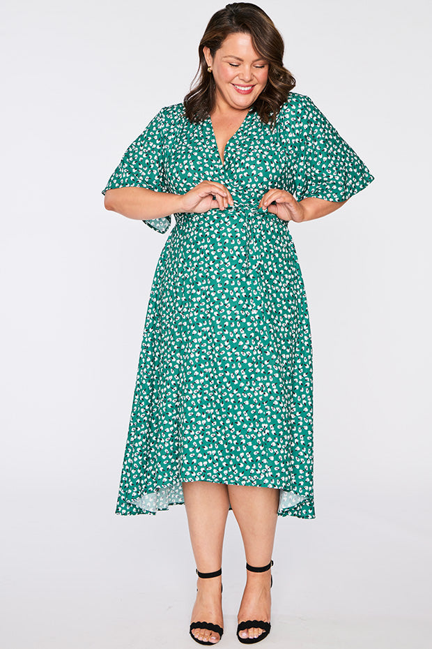 Mandy Green Floral Wrap Dress – Green Floral Wrap wrap dress