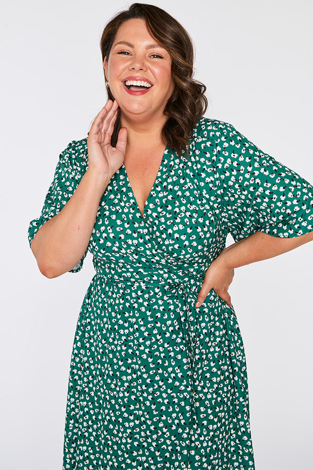 Mandy Green Floral Wrap Dress â Green Floral Wrap wrap dress