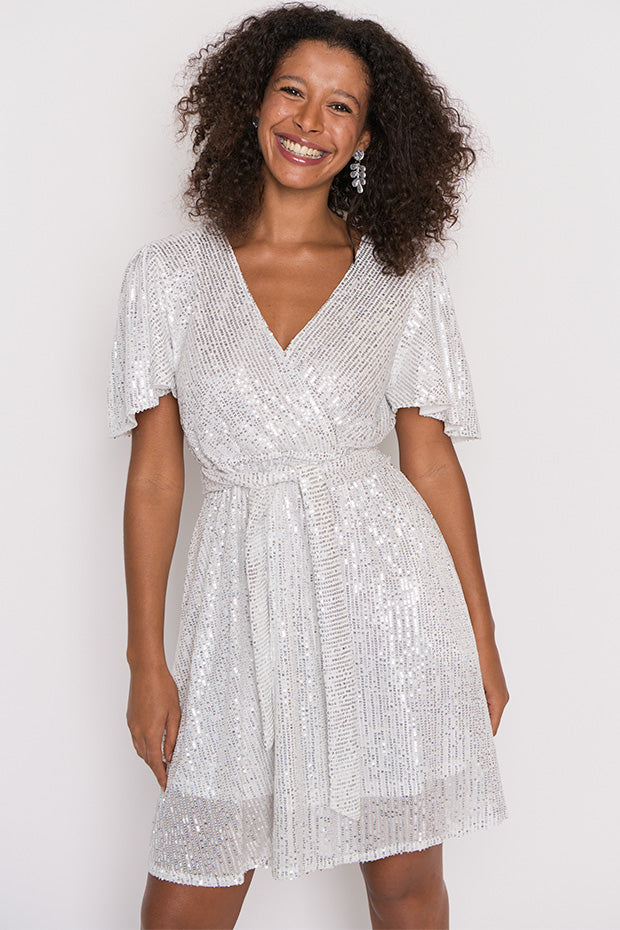 sachin and babi light blue dress Women Long Sleeve Sparkly Dress Night Out Party Dresses Sequin Glitter  Ruched Cocktail Gown Formal Dresses Casual Dresses for Women Casual Summer main image 0