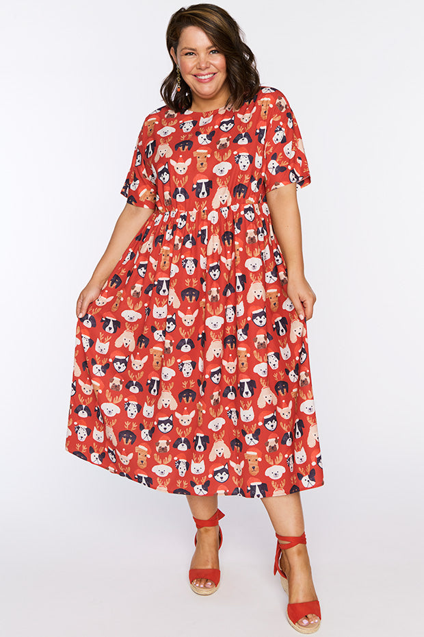 Superstar Puppy Christmas Dress – Puppy Christmas midi dress