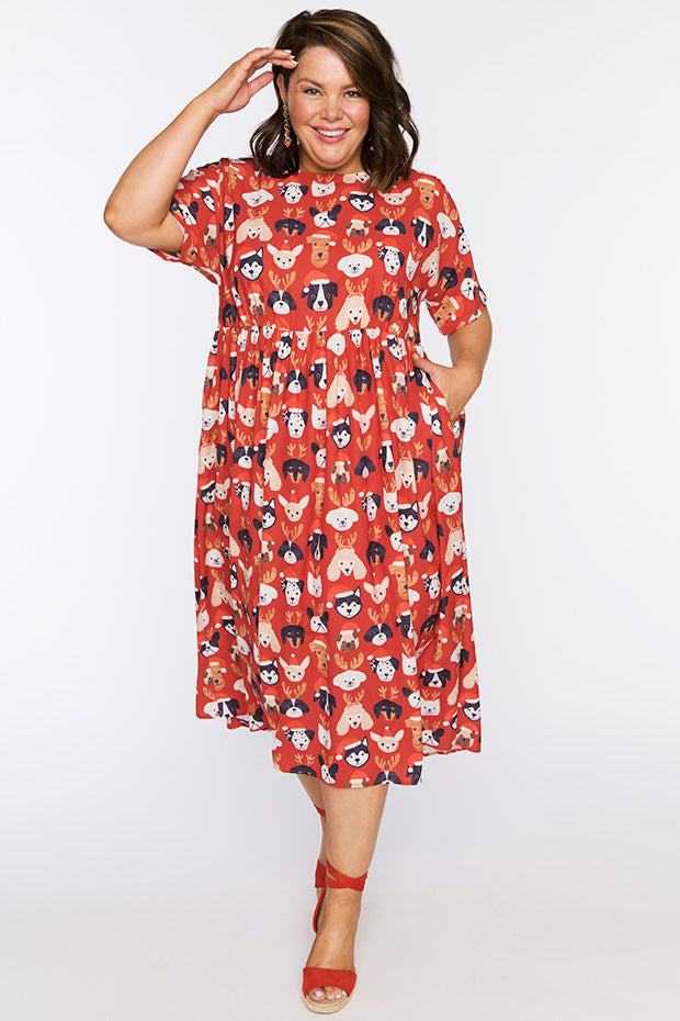 Superstar Puppy Christmas Dress – Puppy Christmas midi dress
