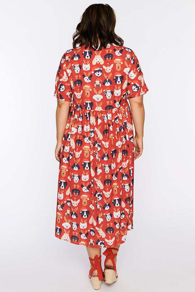 Superstar Puppy Christmas Dress – Puppy Christmas midi dress