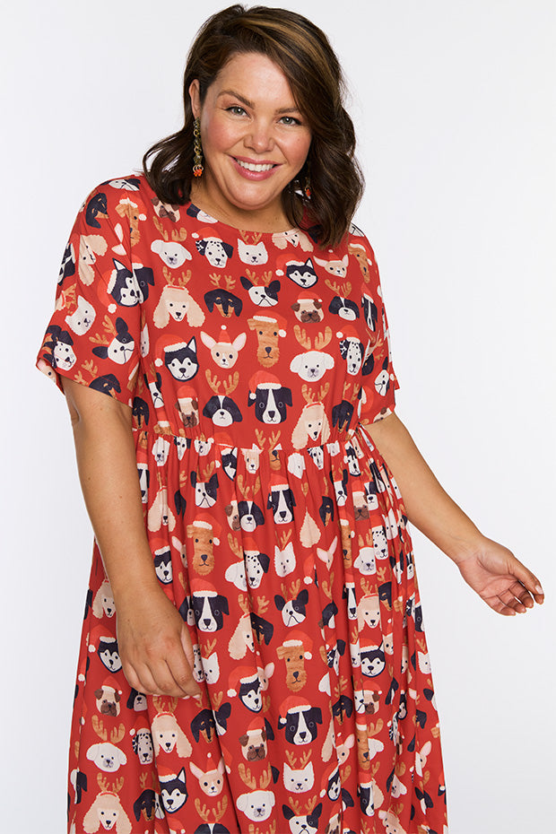 Superstar Puppy Christmas Dress – Puppy Christmas midi dress