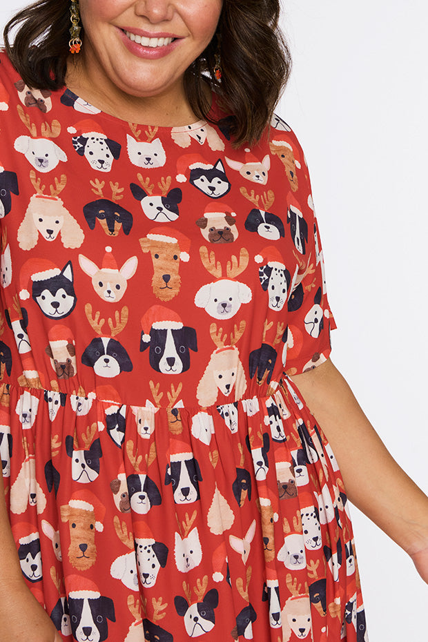 Superstar Puppy Christmas Dress – Puppy Christmas midi dress