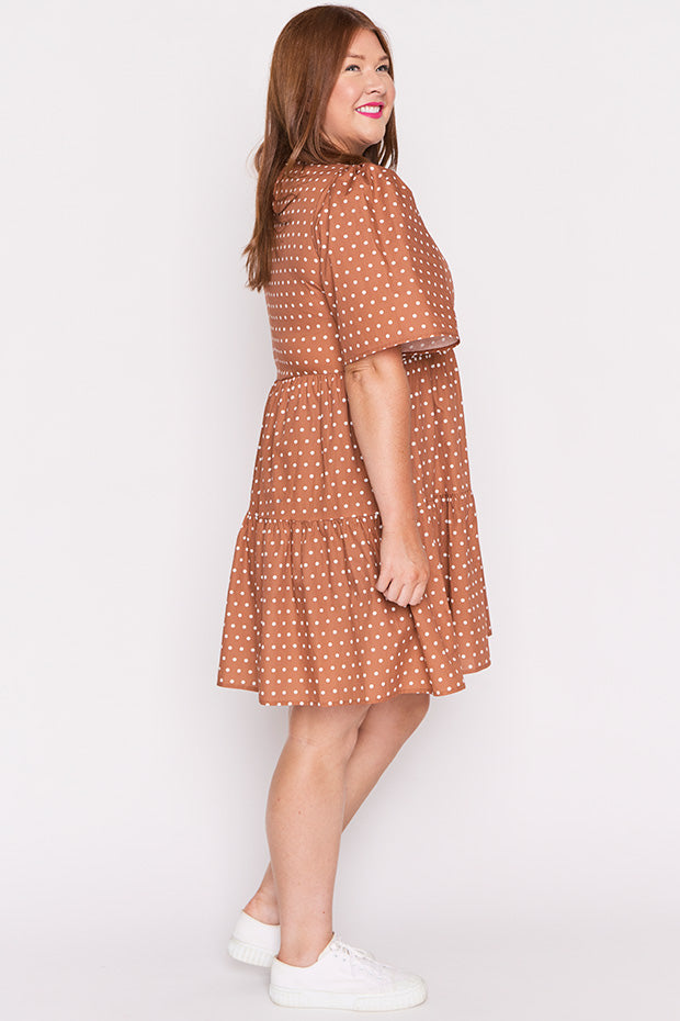 Isadora Mocha Spot Dress ā Mocha Spot mini dress