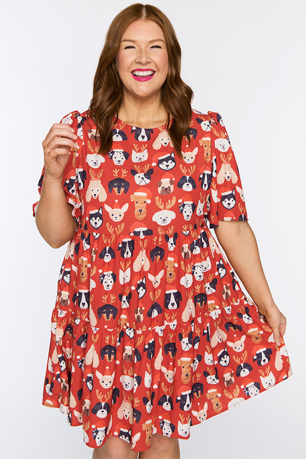 Jackson Puppy Christmas Dress โ Puppy Christmas mini dress