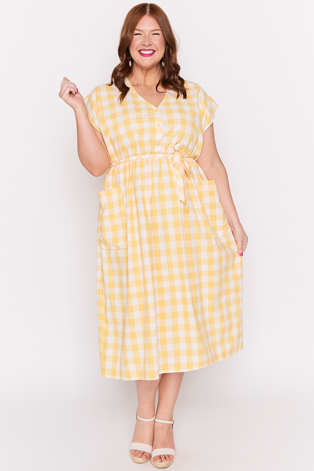 Georgie Yellow Gingham Dress – Yellow Gingham shirt dress