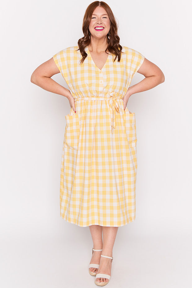 Georgie Yellow Gingham Dress – Yellow Gingham shirt dress