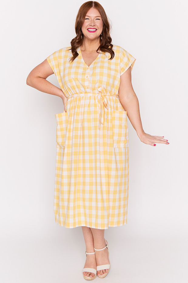 Georgie Yellow Gingham Dress – Yellow Gingham shirt dress