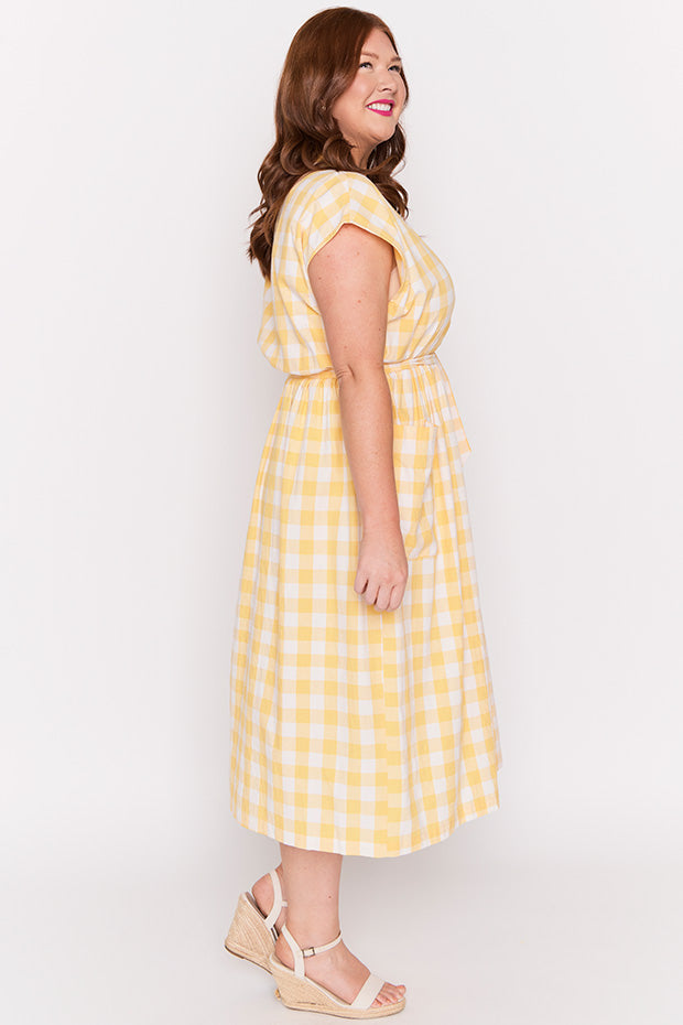 Georgie Yellow Gingham Dress – Yellow Gingham shirt dress