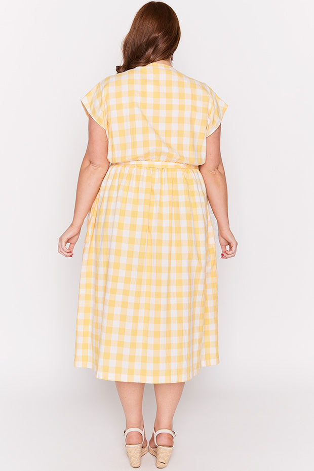 Georgie Yellow Gingham Dress – Yellow Gingham shirt dress