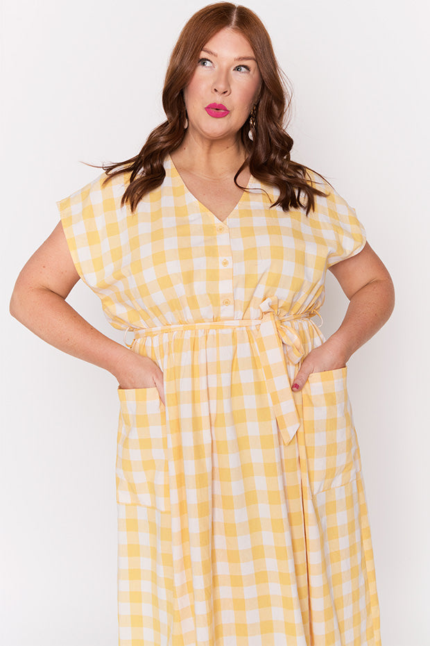 Georgie Yellow Gingham Dress – Yellow Gingham shirt dress