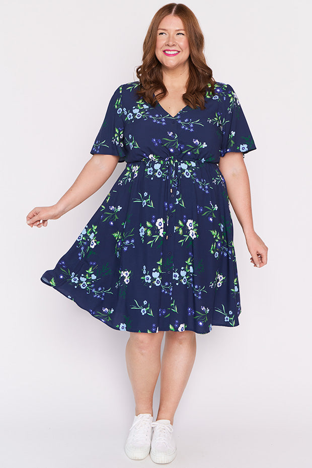 Jaz Blue Blossom Dress โ Blue Blossom knee length dress