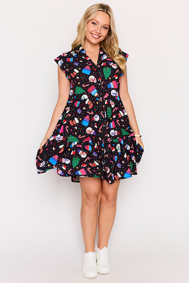 Claudia Jolly Christmas Dress โ Jolly Christmas shirt dress