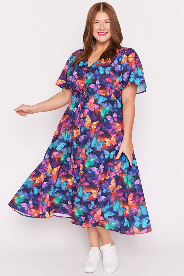 Marley Butterfly Rainbow Dress ā Butterfly Rainbow midi dress