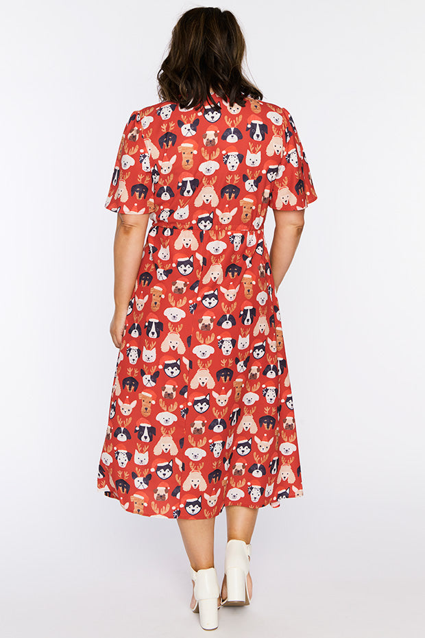 Marley Puppy Christmas Dress – Puppy Christmas midi dress