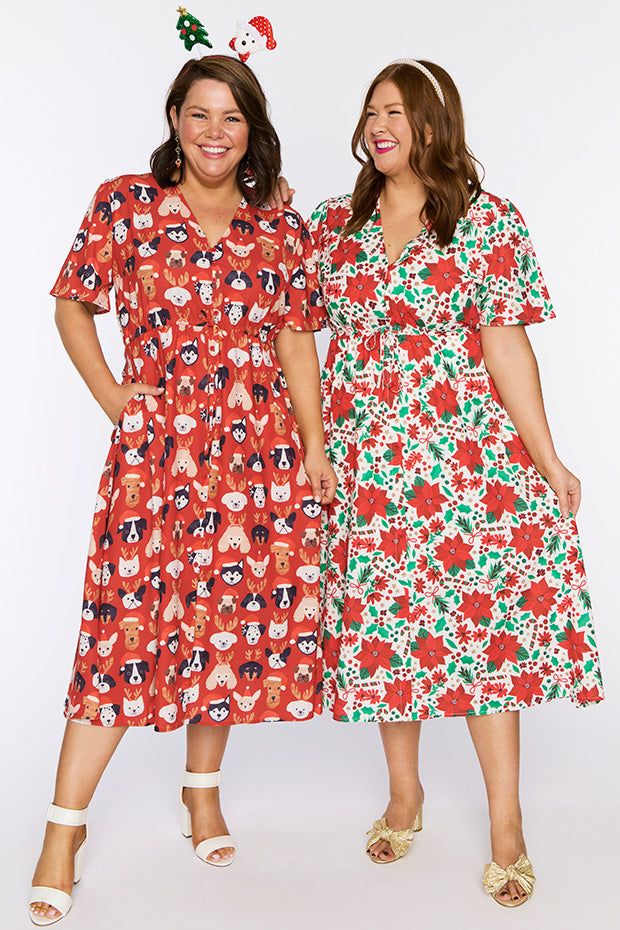 Marley Puppy Christmas Dress – Puppy Christmas midi dress