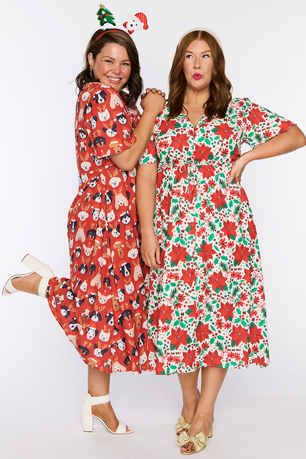 Marley Puppy Christmas Dress – Puppy Christmas midi dress