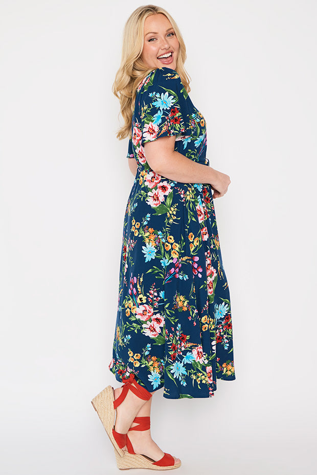 Michelle Navy In Bloom Dress – Navy In Bloom midi dress