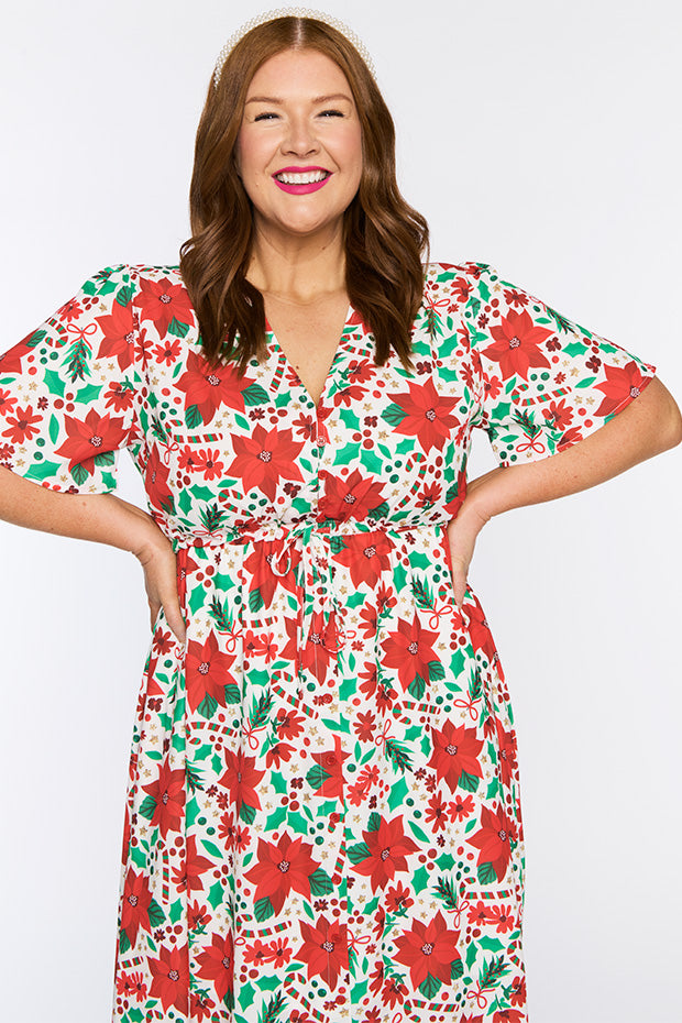Marley Flowers Of Christmas Dress – Flowers Of Christmas midi dress