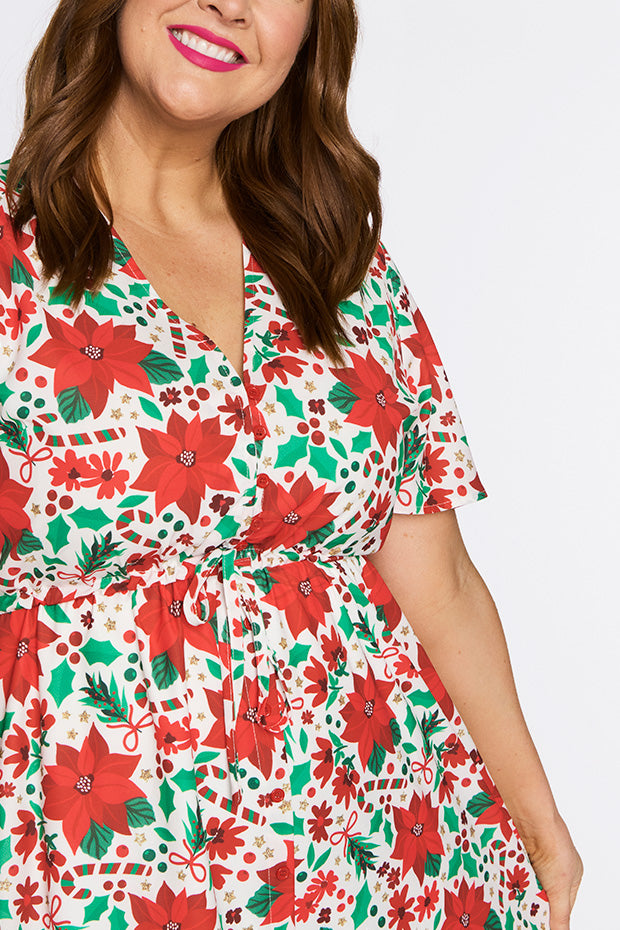 Marley Flowers Of Christmas Dress โ Flowers Of Christmas midi dress