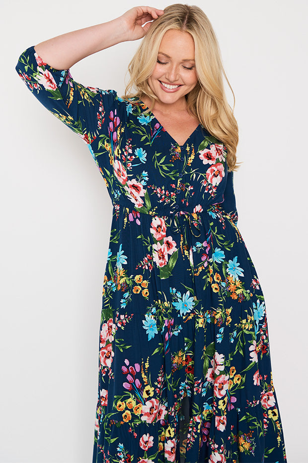 Adeline Navy In Bloom Dress – Navy In Bloom maxi dress