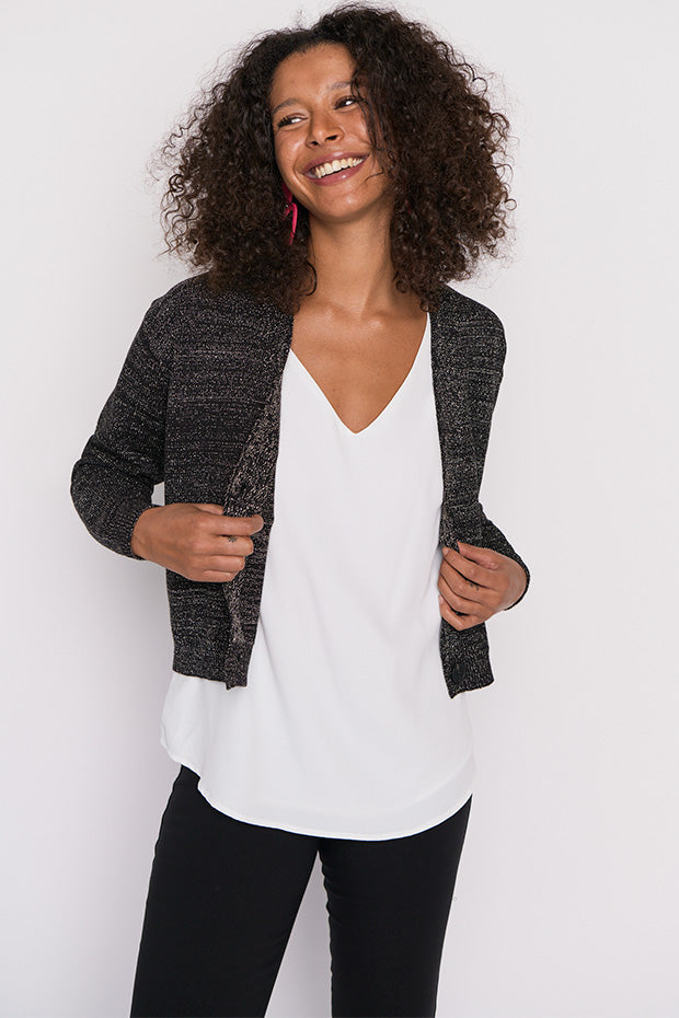 Norma Black Gold Lurex Cardigan â Black Gold Lurex cardigan