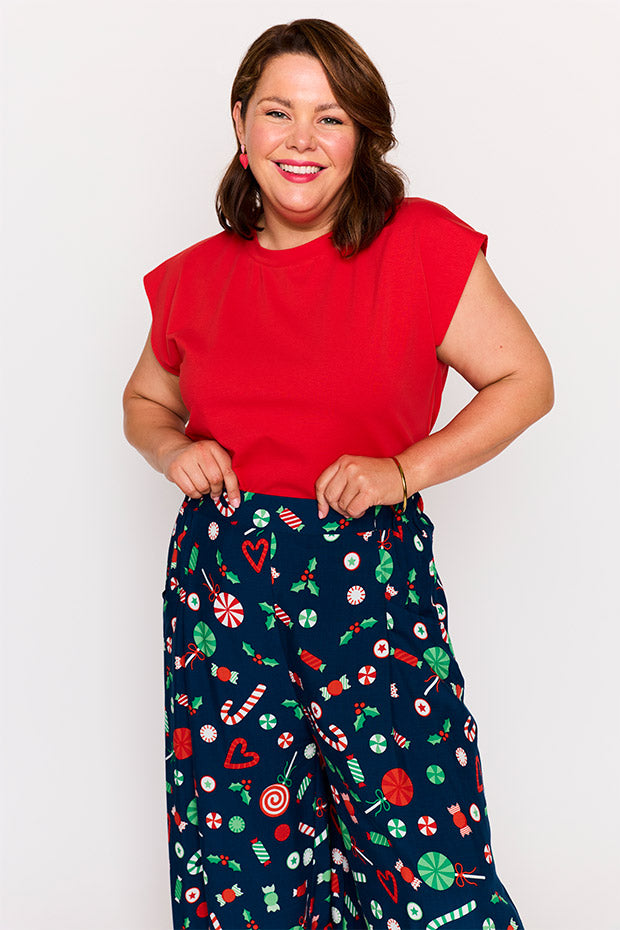 Xane Candy Crush Christmas Pant – Candy Crush Christmas wide leg pants