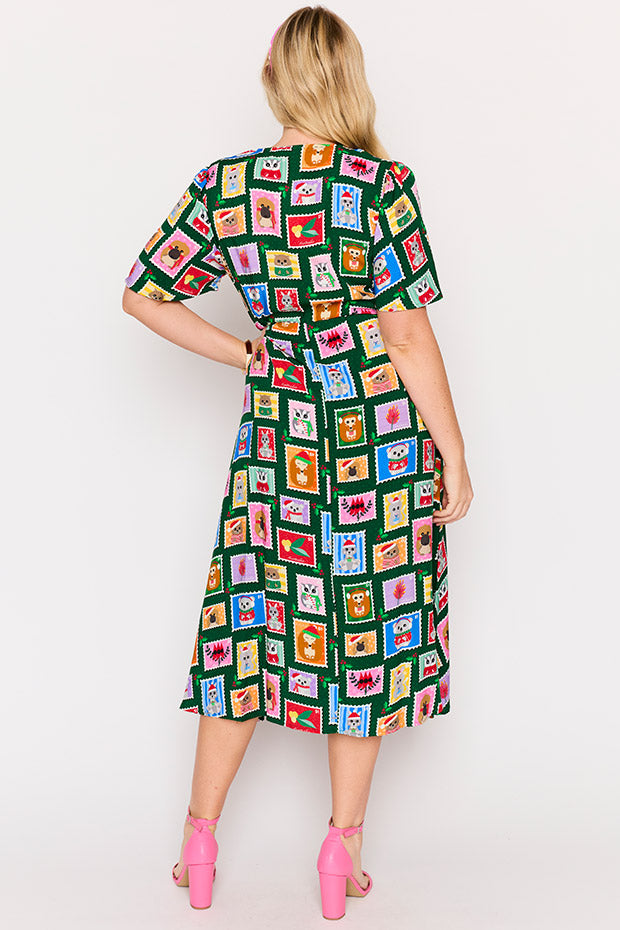 Michelle Aussie Stamps Christmas Dress – Aussie Stamps Christmas midi dress