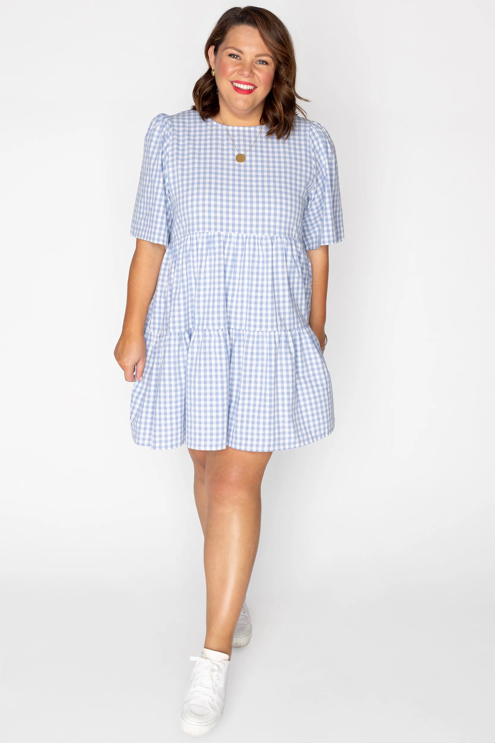Indie Blue Gingham Dress – Blue Gingham mini dress