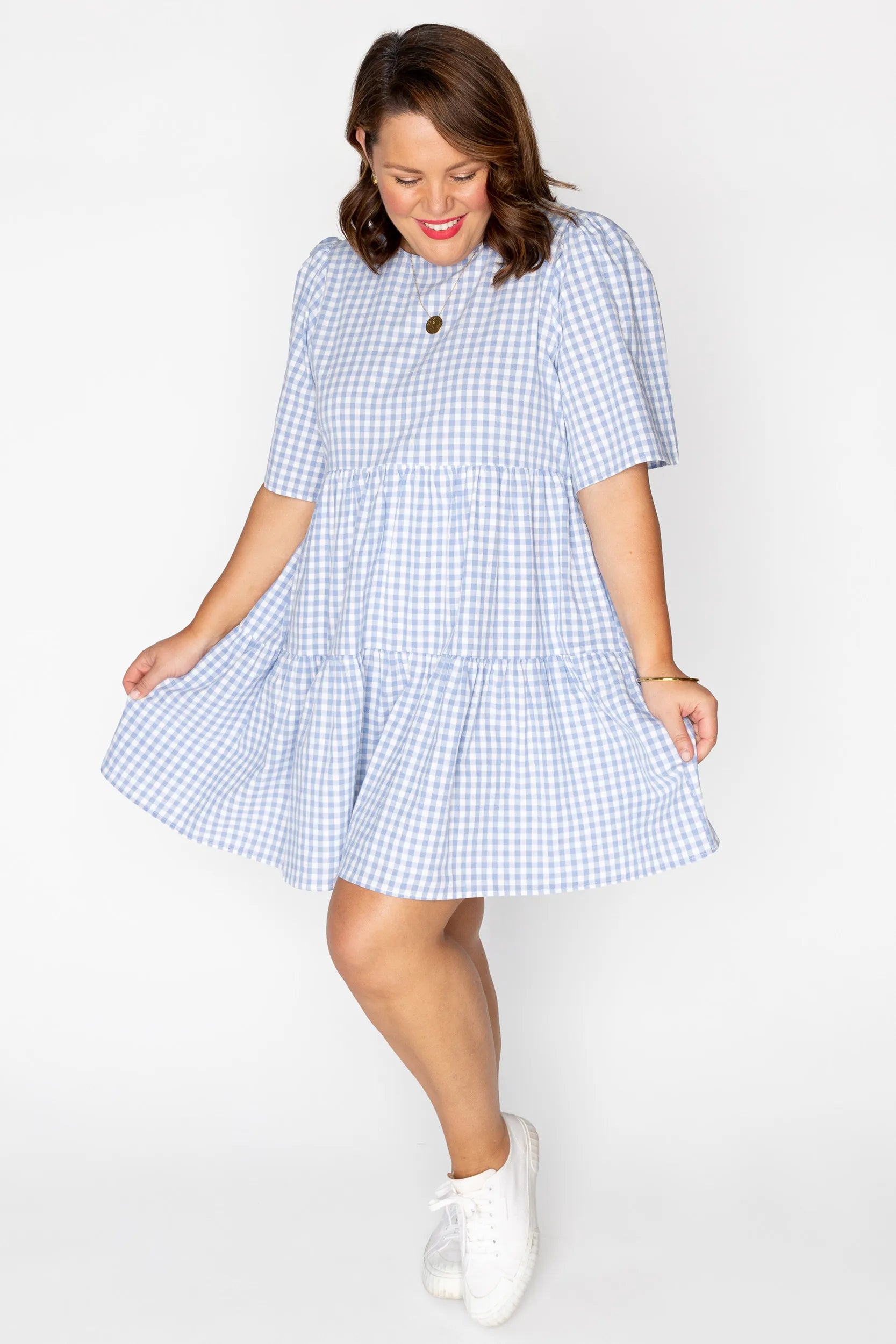 Indie Blue Gingham Dress – Blue Gingham mini dress