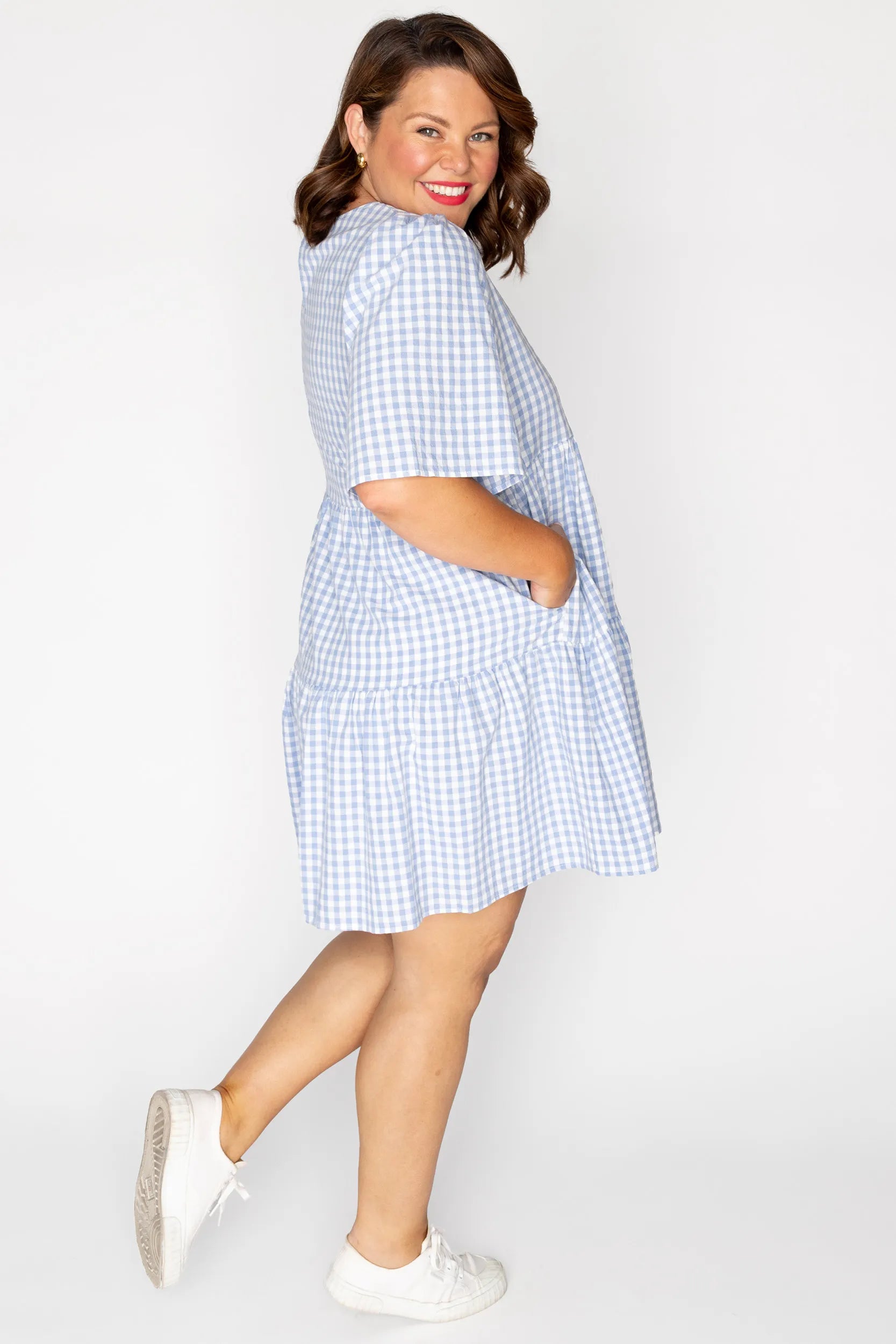 Indie Blue Gingham Dress – Blue Gingham mini dress
