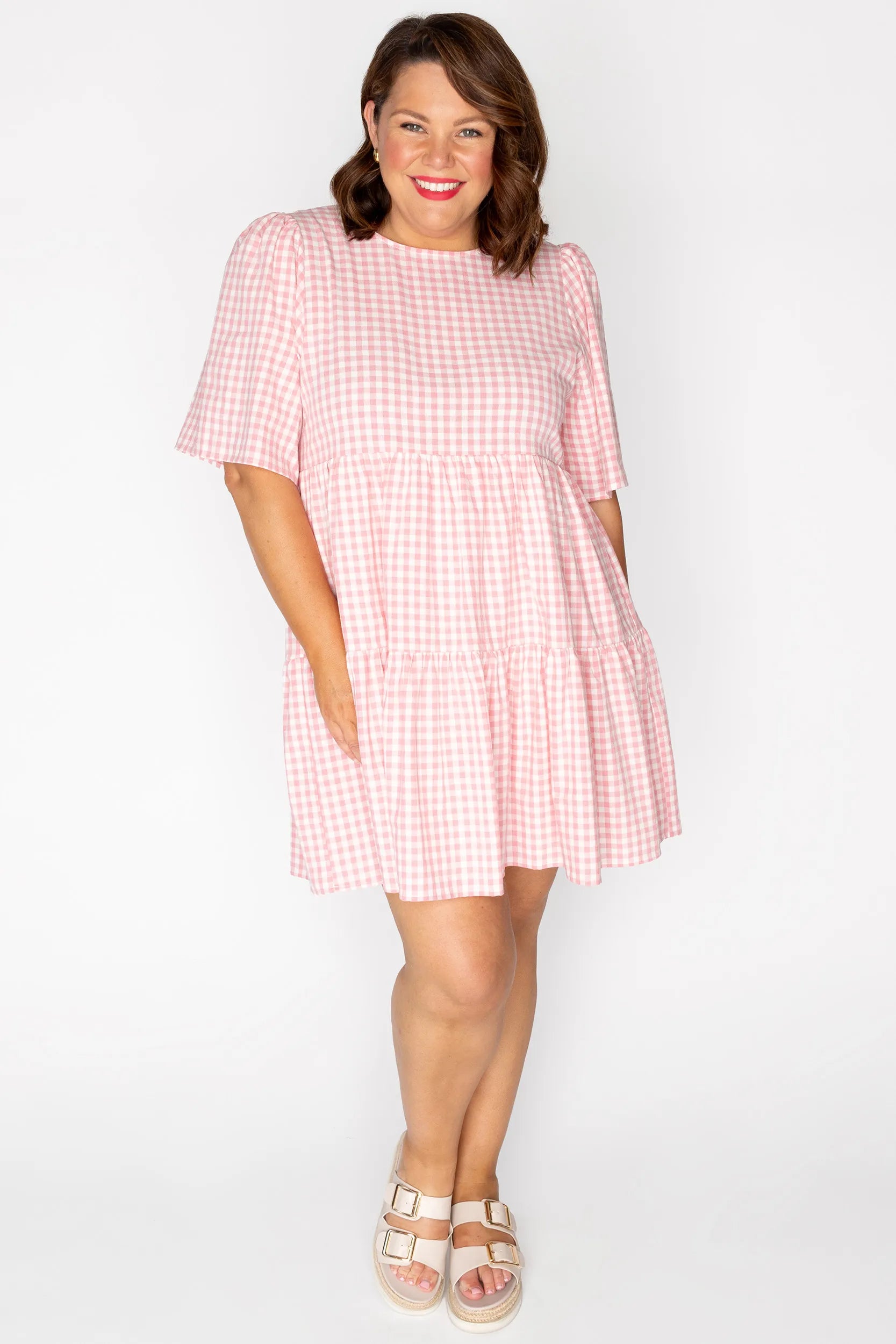 Indie Pink Gingham Dress – Pink Gingham mini dress