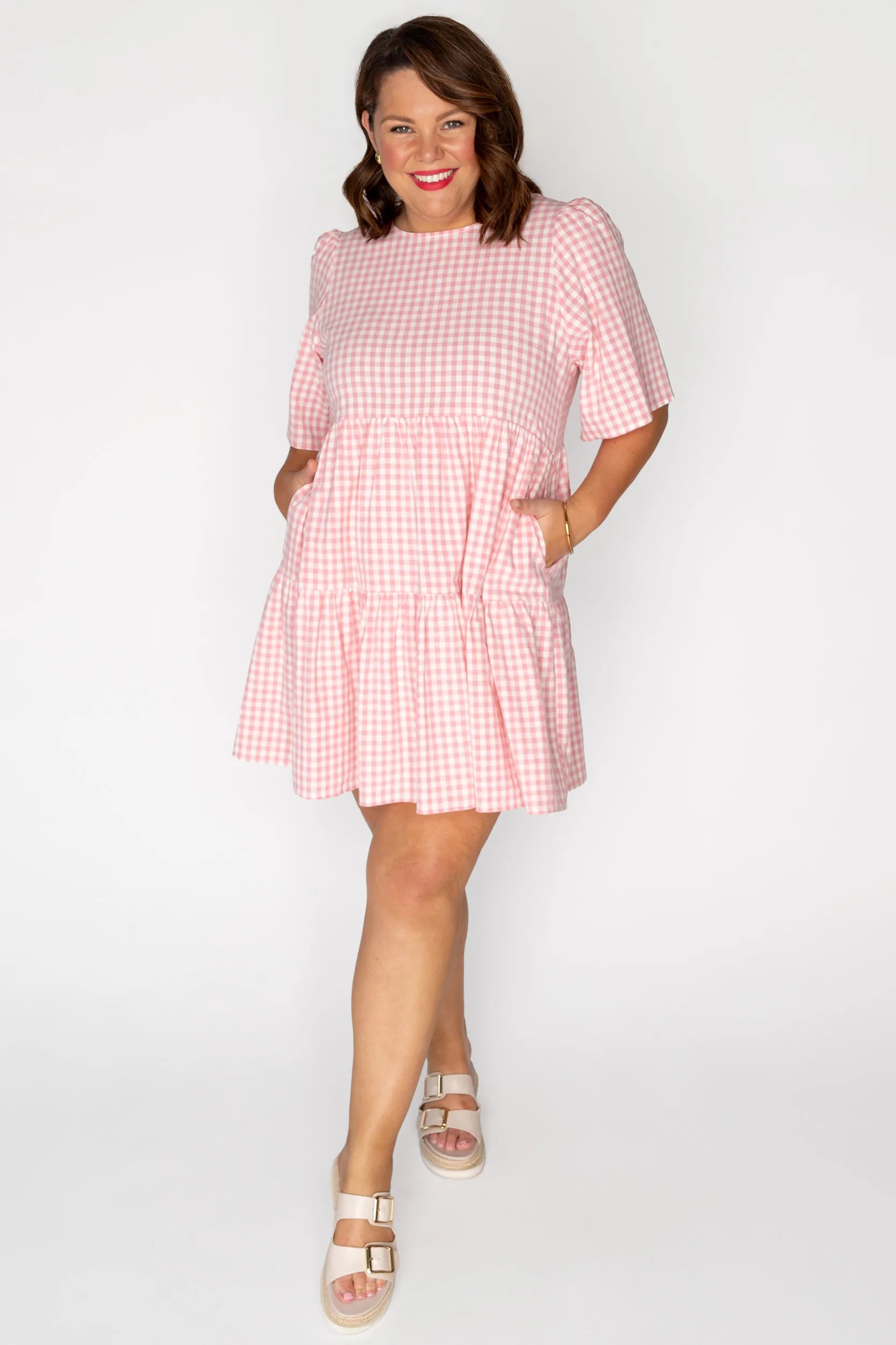 Indie Pink Gingham Dress – Pink Gingham mini dress