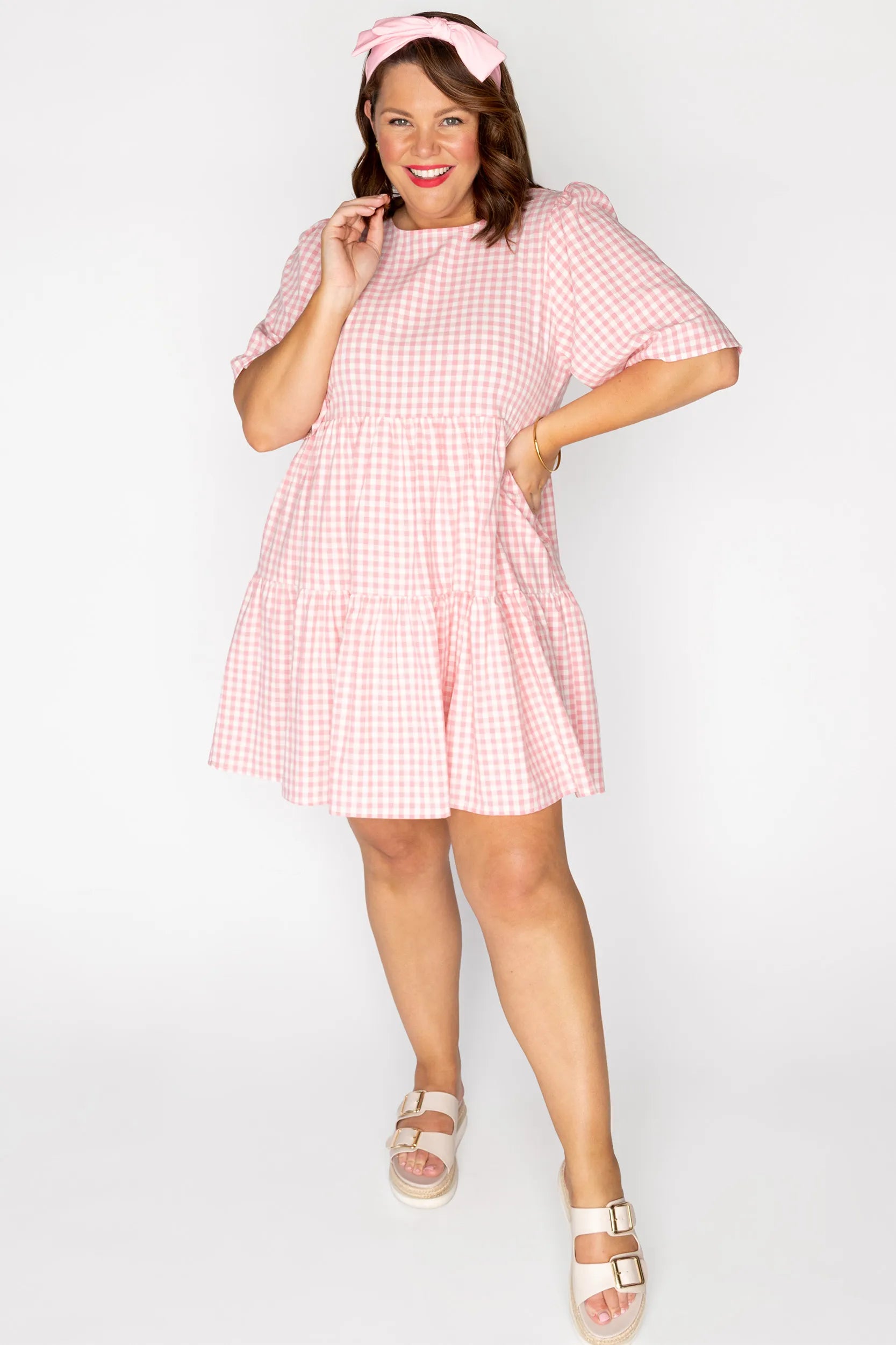 Indie Pink Gingham Dress – Pink Gingham mini dress